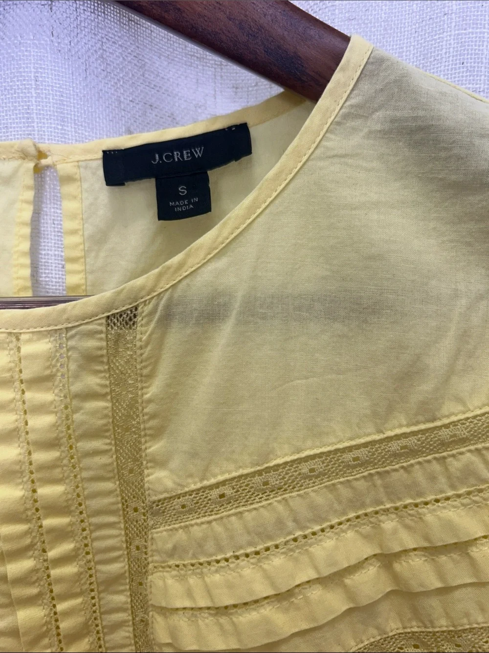 J. Crew Yellow Pintuck Peasant Short Sleeve Blouse Size Small
